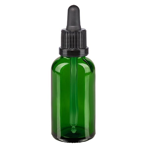 Flacon vert 30 ml + pipette noire à système d&#039;inviolabilité