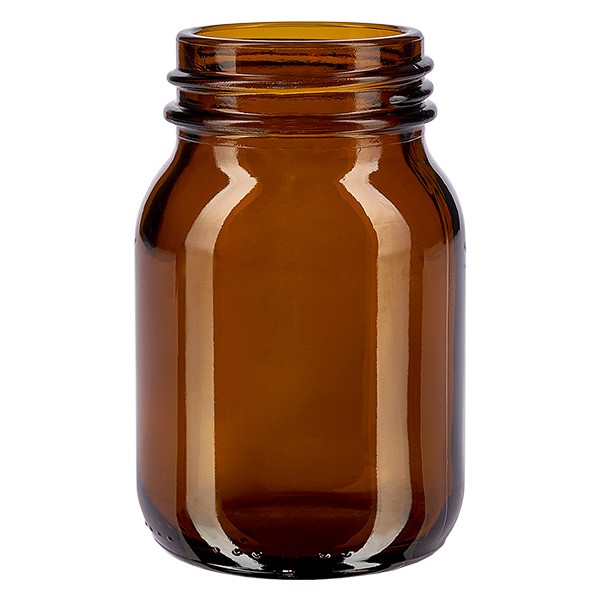 Bocal à col large en verre ambré 100 ml, goulot DIN 40, sans couvercle