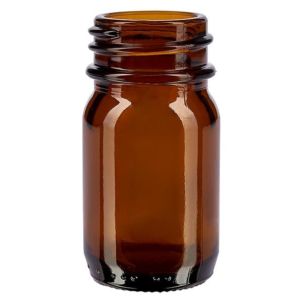 Bocal à col large en verre ambré 30 ml, goulot DIN 32, sans couvercle