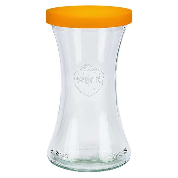 Bocal à gourmandises 200 ml WECK RR60 avec couv. en silicone orange