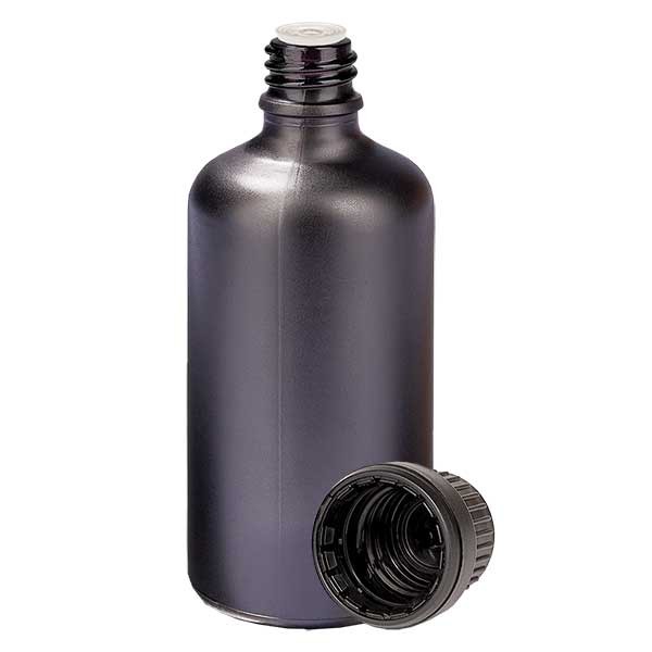 Flacon compte-gouttes 100 ml avec bague d&#039;inviolabilité de 2 mm BlackLine UT18/100 UNiTWIST