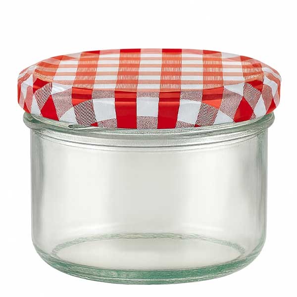 Verre cylindrique 230ml + couvercle BasicSeal rouge/blanc UN