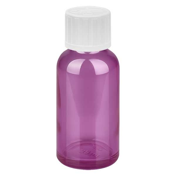 Flacon de 30 ml, bouchon à vis blanc de 11 mm avec fermeture standard, sécurité enfant PurpleLine UT18/30