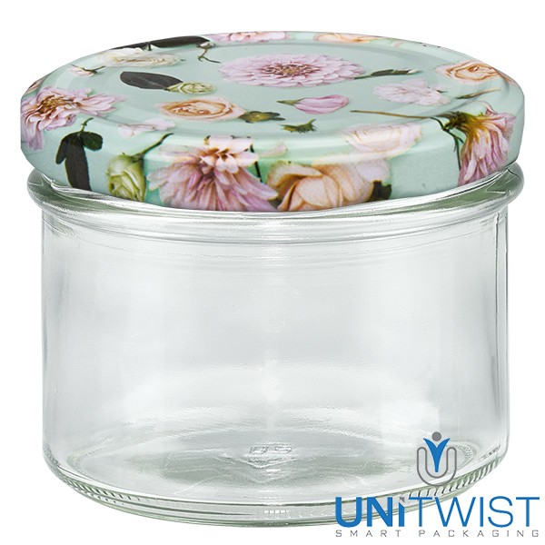 Bocal à couvercle basculant 225 ml + couvercle BasicSeal Fleur menthe UNiTWIST®