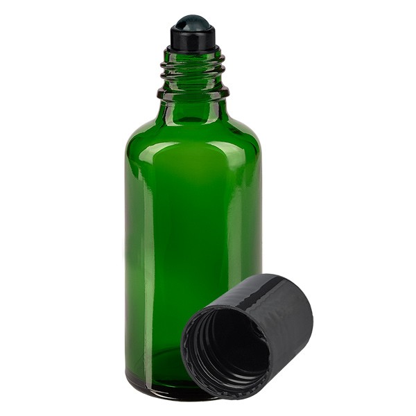 Flacon de déodorant en verre vert 50 ml, déo à bille vide