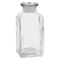 Aperçu: Flacon carré col large 350 ml + bouchon RIN, verre clair Aperçu: Flacon carré col large 350 ml + bouchon RIN, verre clair