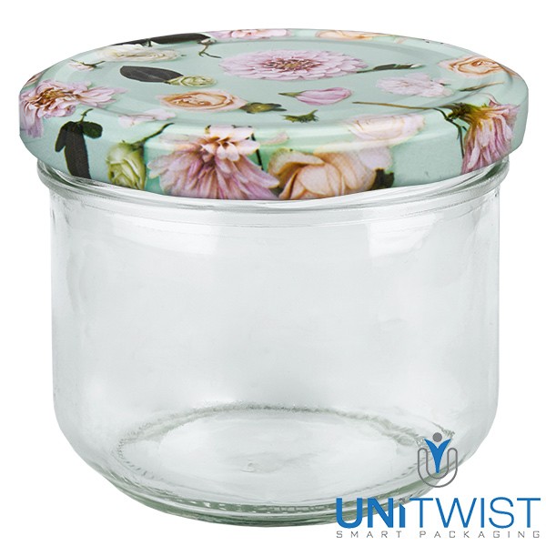 Bocal à couvercle basculant 260 ml + couvercle BasicSeal Fleur menthe UNiTWIST®