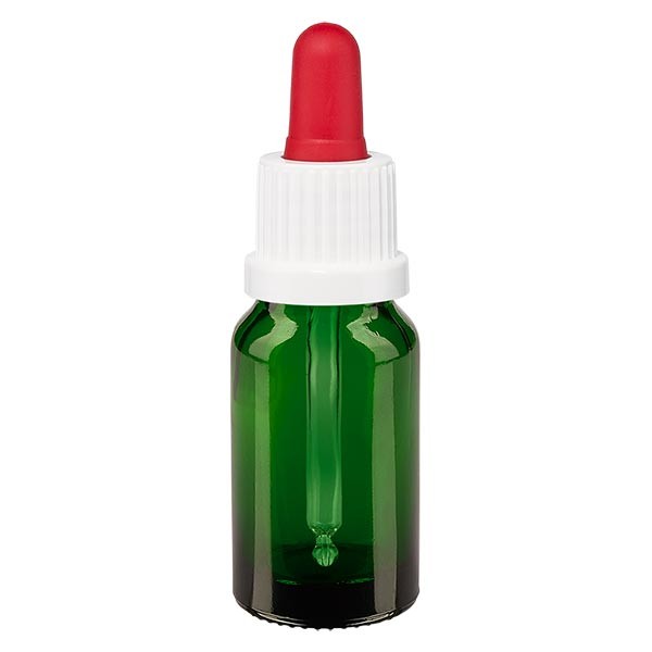 Flacon vert 10 ml + pipette rouge et blanche à système d&#039;inviolabilité
