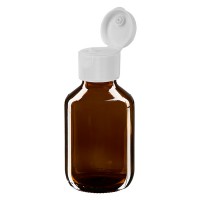 Flacon médical de 100 ml avec couvercle blanc à charnière Flacon médical de 100 ml avec couvercle blanc à charnière