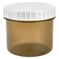 Pot en plastique couleur Shadow 135 ml + couvercle à vis blanc strié en PE, fermeture standard Pot en plastique couleur Shadow 135 ml + couvercle à vis blanc strié en PE, fermeture standard