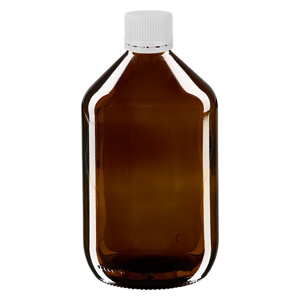 Flacon médical de 500 ml avec bouchon blanc