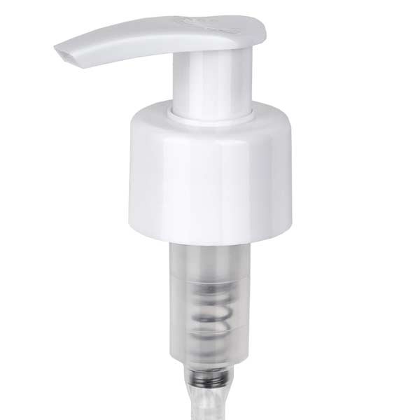 Pompe distributrice blanche 28 mm pour flacons médicaux, standard