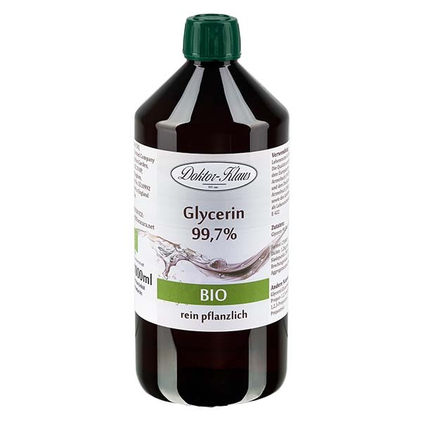 Glycérine bio 99,7 % en bouteille PET brune 1000 ml (inviolabilité) - E 422