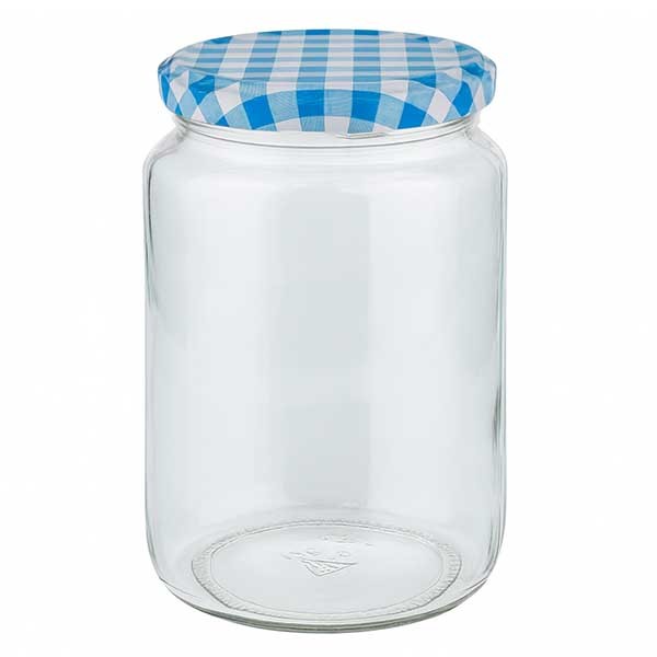 795ml verre rond + couvercle BasicSeal bleu/blanc UNiTWiST