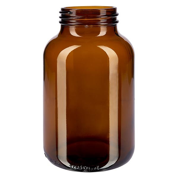 Bocal à col large en verre ambré 1000 ml, goulot DIN 68, sans couvercle