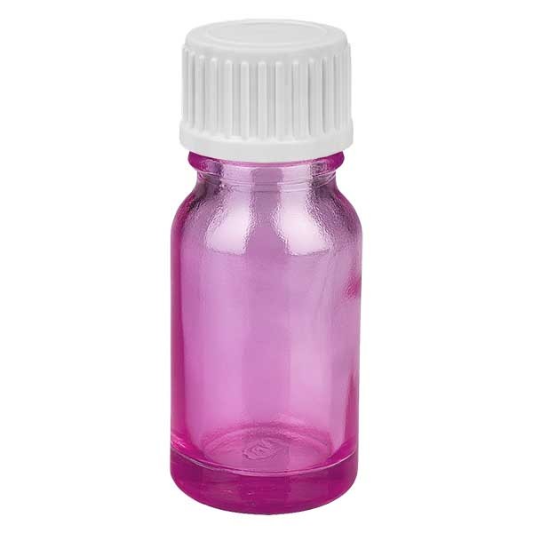 Flacon de 10 ml (globules) avec bouchon verseur blanc de 3 mm et bouchon standard PurpleLine UT18/10