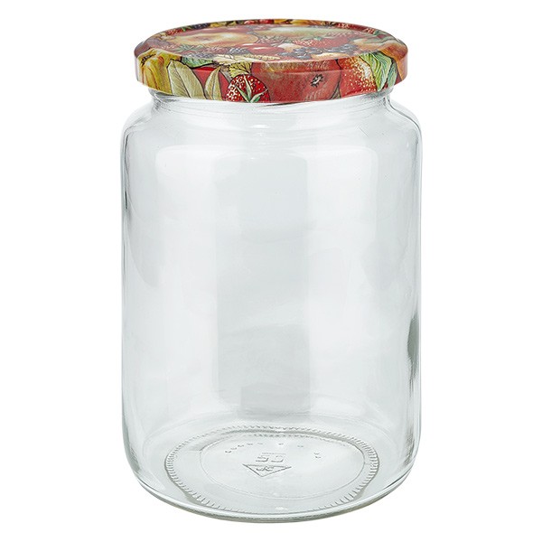 795ml Verre rond + couvercle BasicSeal décor fruits UNiTWiST