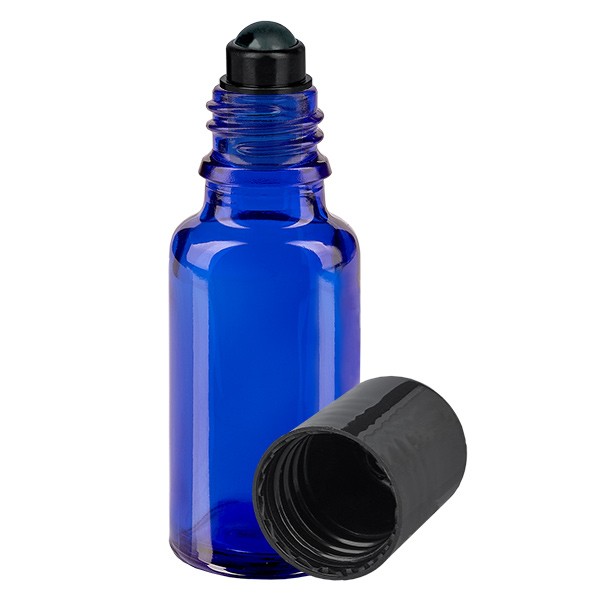 Flacon de déodorant en verre bleu 20 ml, déo à bille vide