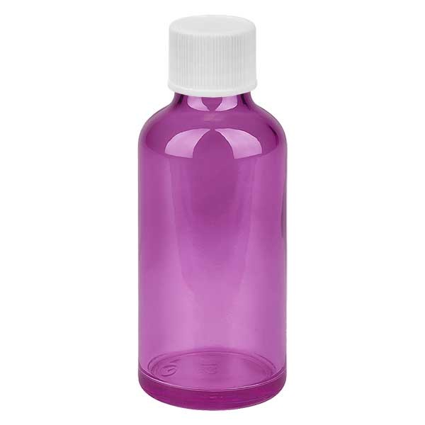 Flacon de 50 ml, bouchon à vis blanc de 11 mm avec fermeture standard PurpleLine UT18/50