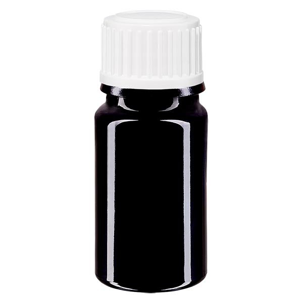Flacon pharma. violet 5 ml bouch. à vis blanc globules st