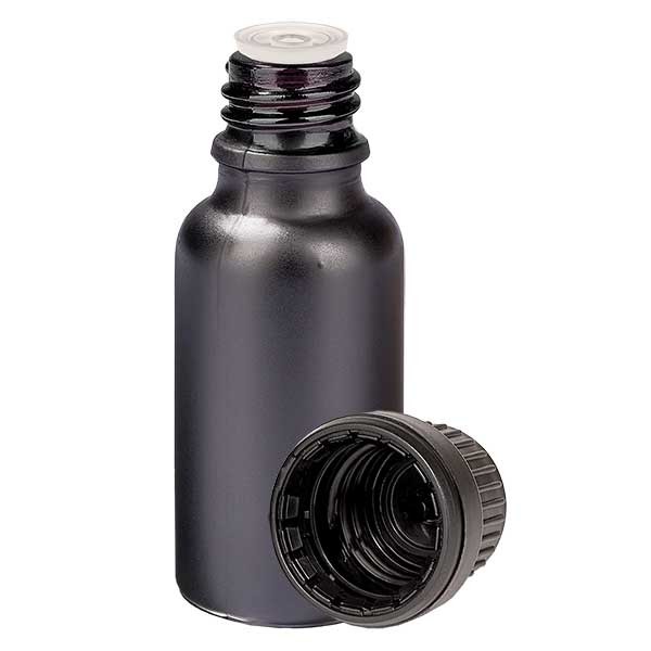 Flacon compte-gouttes 20 ml avec bague d&#039;inviolabilité de 2 mm BlackLine UT18/20 UNiTWIST