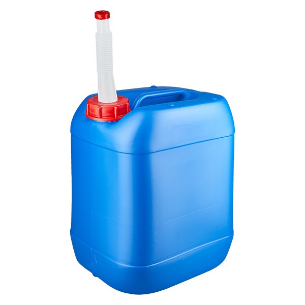 Bidon 20 litres bleu avec tube de vidange Flex
