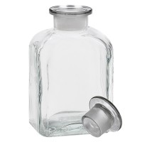 Aperçu: Flacon carré col large 500 ml + bouchon RIN, verre clair Aperçu: Flacon carré col large 500 ml + bouchon RIN, verre clair