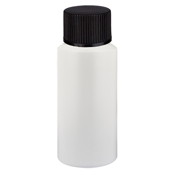 Flacon cylindrique en PET white 20 ml, S20x3, avec bouchon