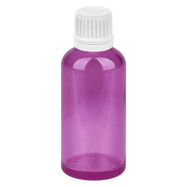 Flacon compte-gouttes 50 ml 0,7 mm blanc avec bague d&#039;inviolabilité PurpleLine UT18/50