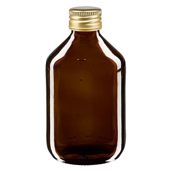Flacon médical 300 ml couleur ambrée avec capsule dorée en aluminium