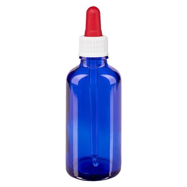 Flacon bleu 50 ml + pipette rouge et blanche standard