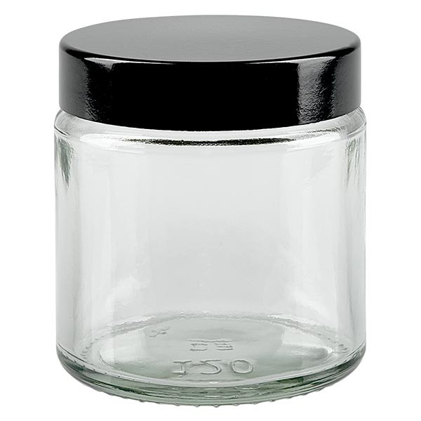 Pot en VERRE CLAIR 120 ml, filetage 58 mm / R3