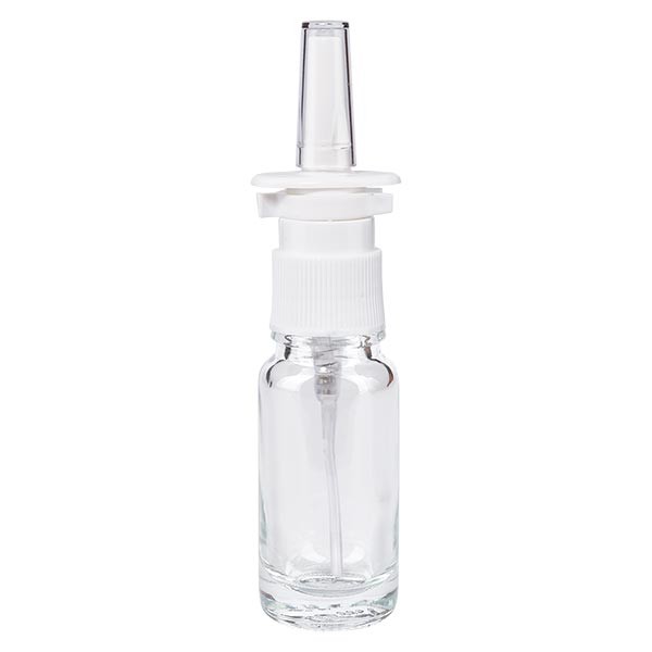 Flacon compte-gouttes clair 10 ml avec spray nasal blanc