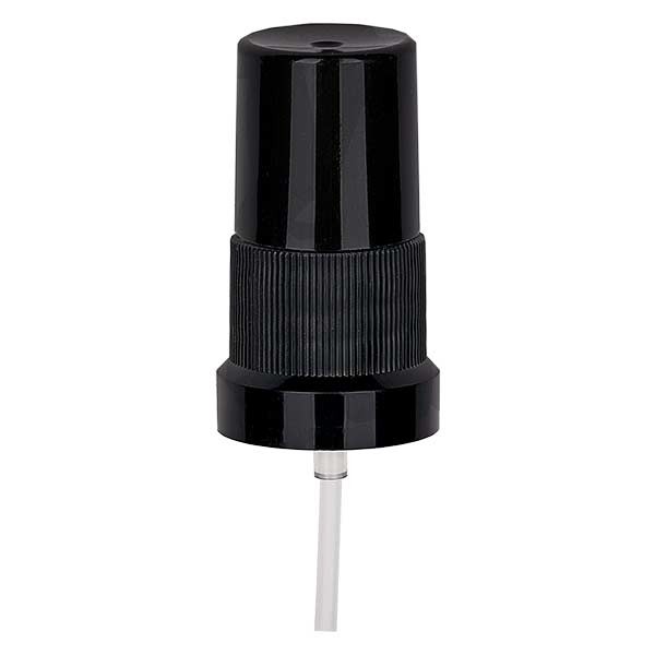 Vaporisateur à pompe noir avec capuchon transparent, 18 mm