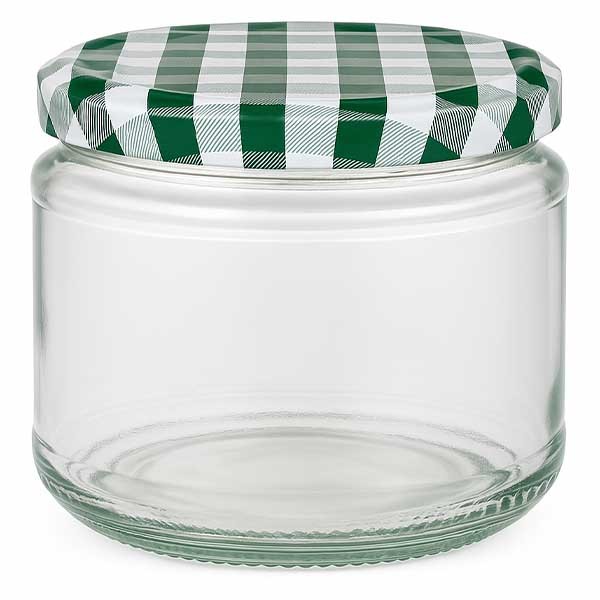 Verre rond 330ml + couvercle BasicSeal vert/blanc UNiTWiST