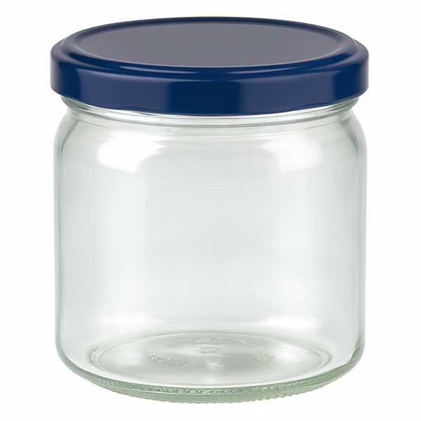 Verre rond 408ml + couvercle BasicSeal bleu UNiTWIST