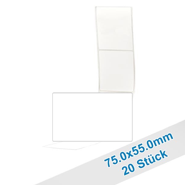 20 étiquettes amovibles blanches, 55x75 mm