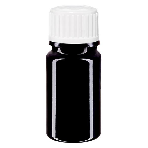 Flacon pharma. violet 5 ml bouch. compte-g. blanc 0,8 mm st