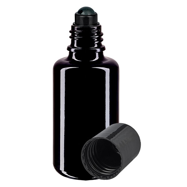 Flacon de déodorant en verre violet 30 ml, déo à bille vide