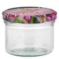 Verre cylindrique 230ml + couvercle BasicSeal décor fleurs Verre cylindrique 230ml + couvercle BasicSeal décor fleurs