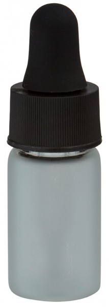 Mini flacon blanc laiteux de 3 ml, avec pipette compte-gouttes PL28 noire