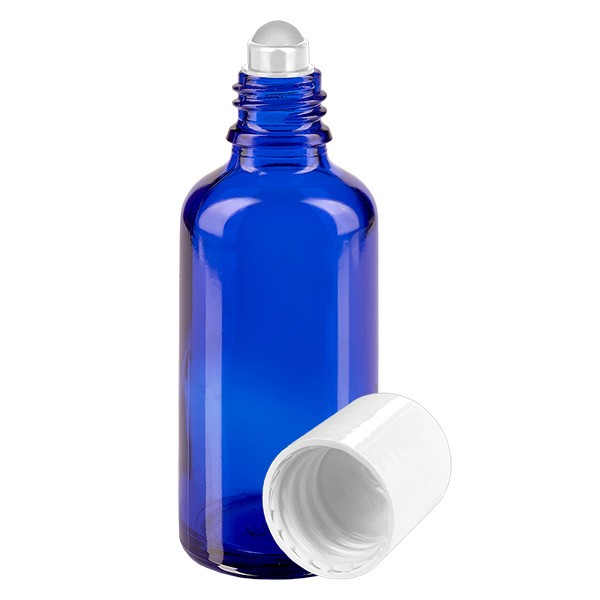 Flacon de déodorant en verre bleu 50 ml, déo à bille vide