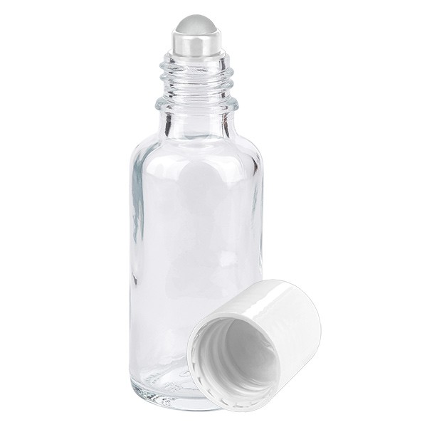 Flacon de déodorant en verre clair 30 ml, déo à bille vide