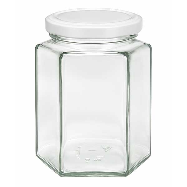 390ml Hexaglas avec couvercle BasicSeal blanc UNiTWIST