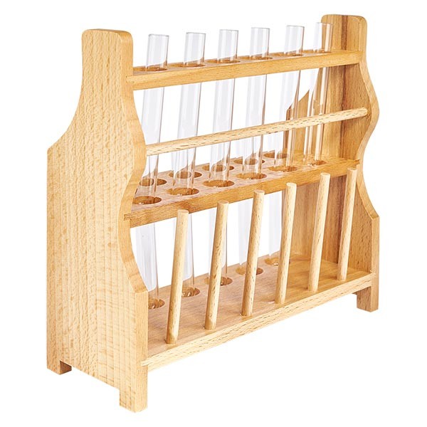 Support pour tubes à essai en bois avec 12 réactifs et soude 100x12