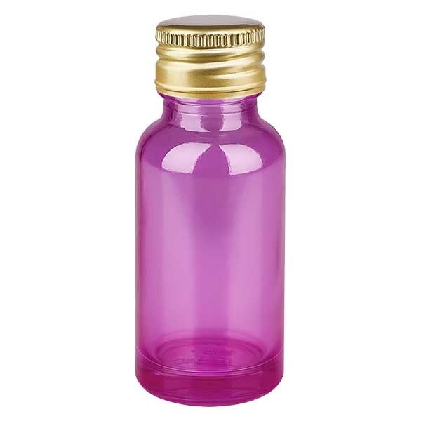 Flacon de 20 ml, bouchon à vis 11 mm en aluminium doré avec bouchon standard PurpleLine UT18/20