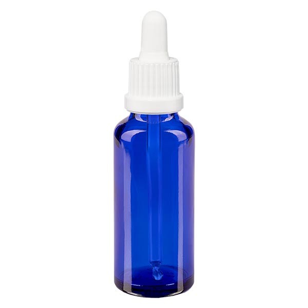 Flacon bleu 30 ml + pipette blanche à système d&#039;inviolabilité