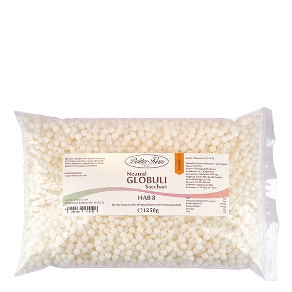 1250 g globules neutres HAB 8, Doktor-Klaus, 100 % pur saccharose, en sachet