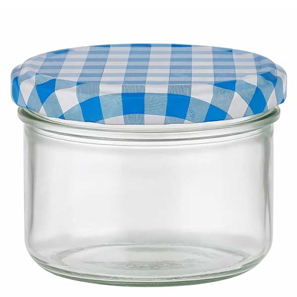 Verre cylindrique 230ml + couvercle BasicSeal bleu/blanc