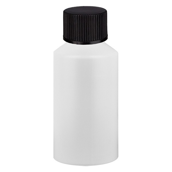 Flacon cylindrique en PET blanc 50 ml, S20x3, sans bouchon